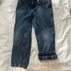 Hanna Andersson Blue Denim with Soft Liner Plaid Accents, Adjustable Waist